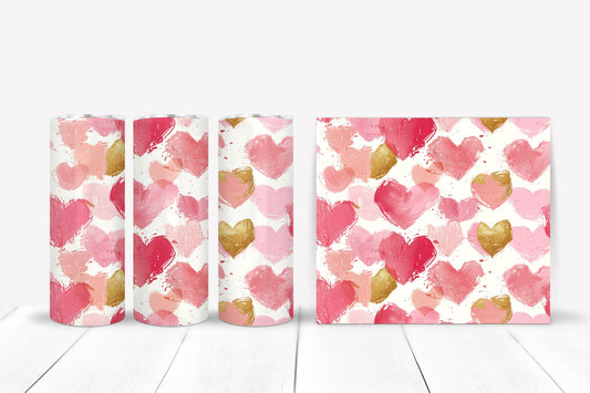 Pink and Gold Hearts Valentine Tumbler 20oz