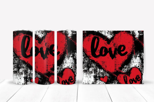 Red Heart w/ Black Love Valentine Tumbler 20oz