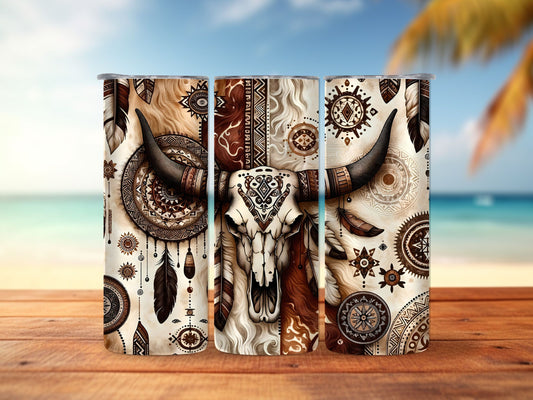 Boho Cow Skull 20oz Tumbler