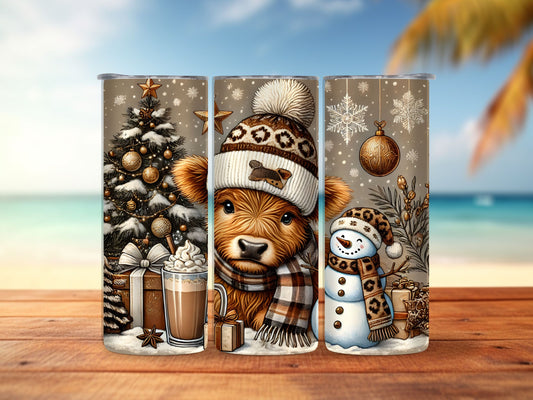 Christmas Highland Cow 20oz Tumbler