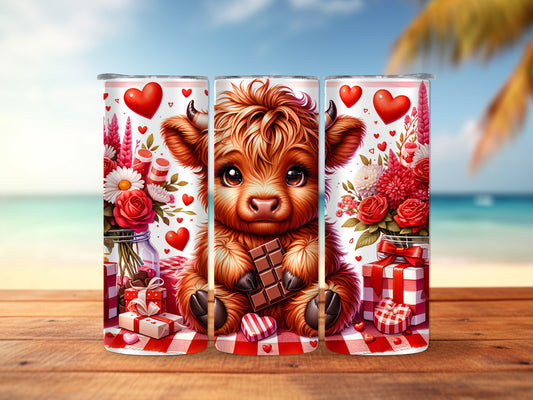Valentine Highland Cow 20oz Tumbler